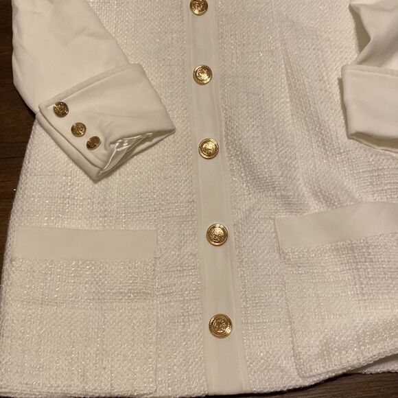 Gabby White Collard Tweed Long Sleeve Dress - Picture 7 of 10